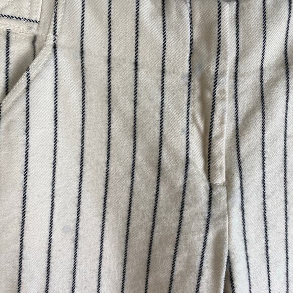 Victoria Victoria Beckham Striped Crop Pants Size 6 Cream Navy Straight Wool - Picture 5 of 11